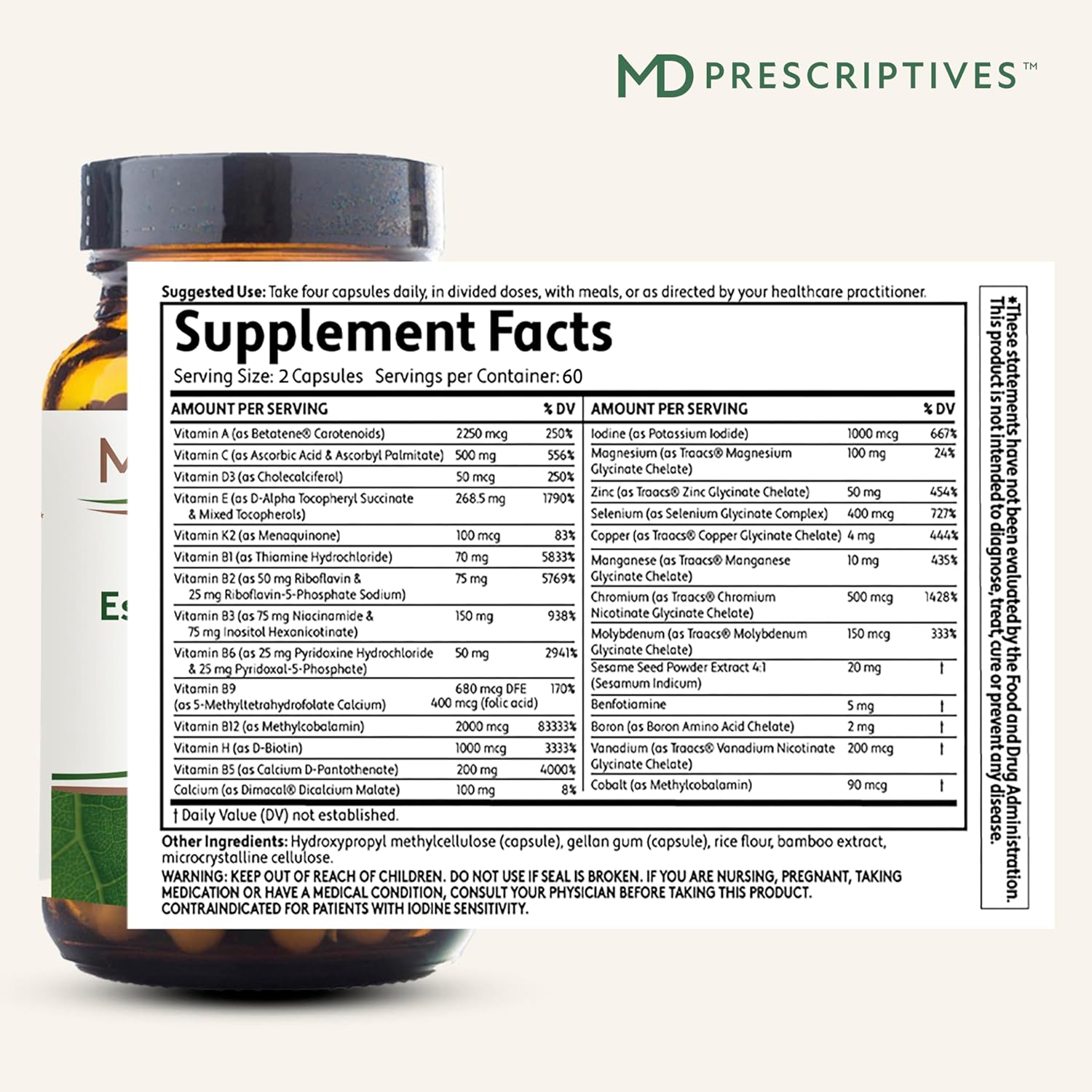 Essential Multi 120 vcaps * New and Improved "2 Cap" Formula *